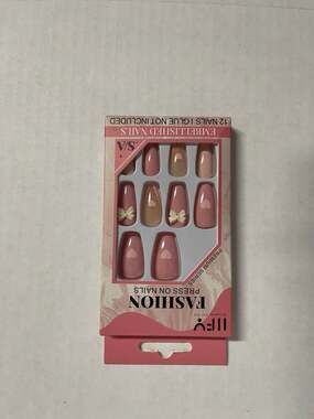 IFY Fashion Premium Series Embellished Press On Nails - 12ct Pink Heart and Bow